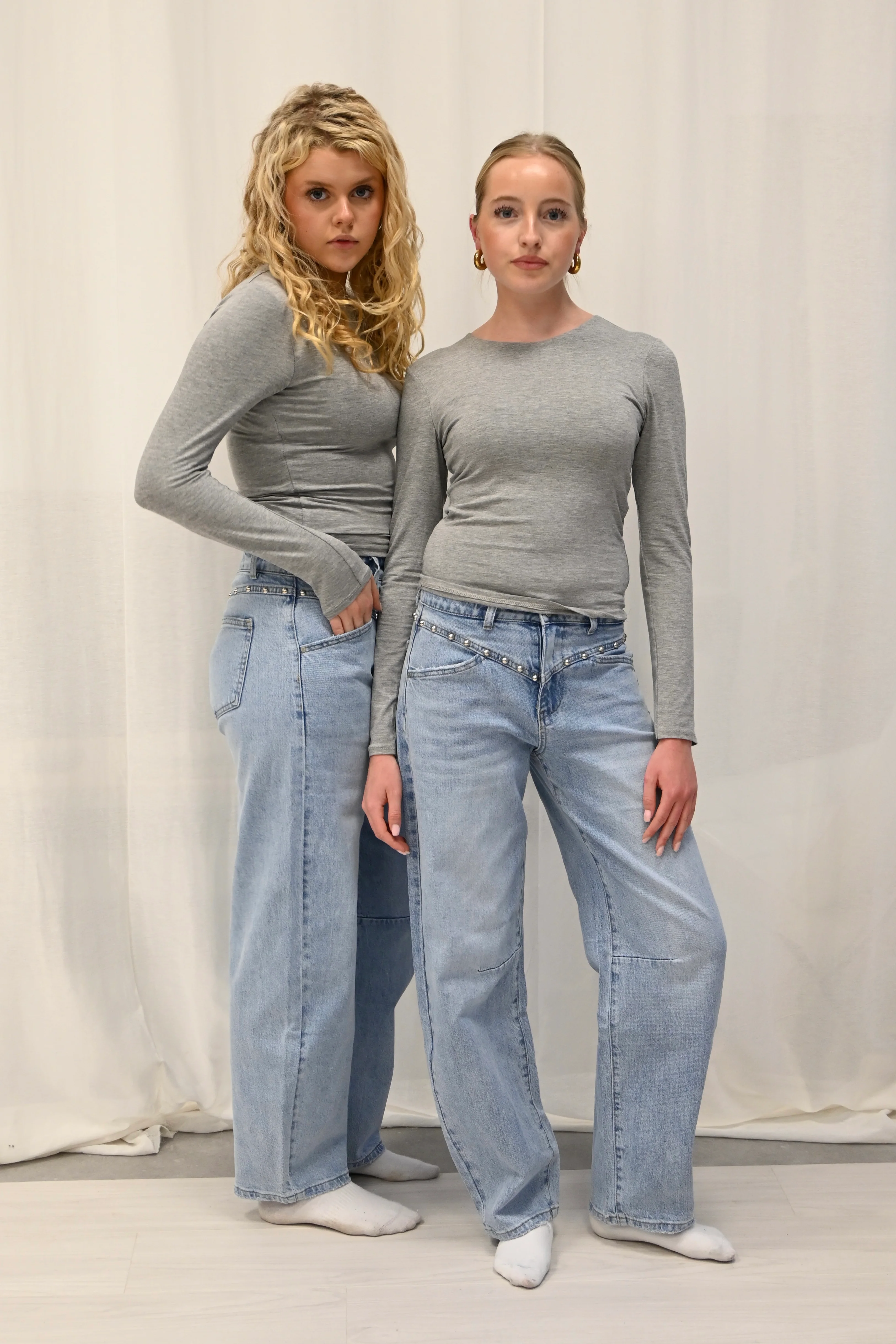 Studded balloon jeans - blauw